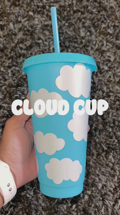 Cutie Clouds Cold Cup – 24 oz Reusable Cloud Aesthetic Tumbler